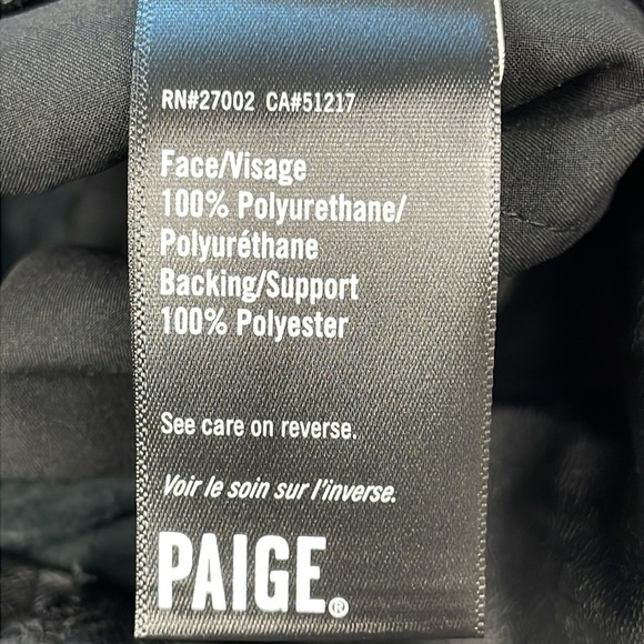 New Paige Jazz Black Vegan Faux Leather Pants High Rise Straight Leg Sz 12 - Picture 12 of 14